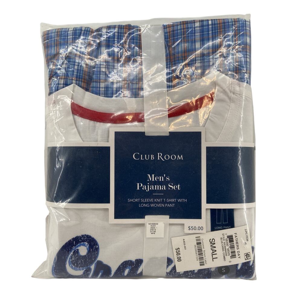 Club Room Pajama Set Men's Size Small Father's Day Grandpa Short Sleeve NEW